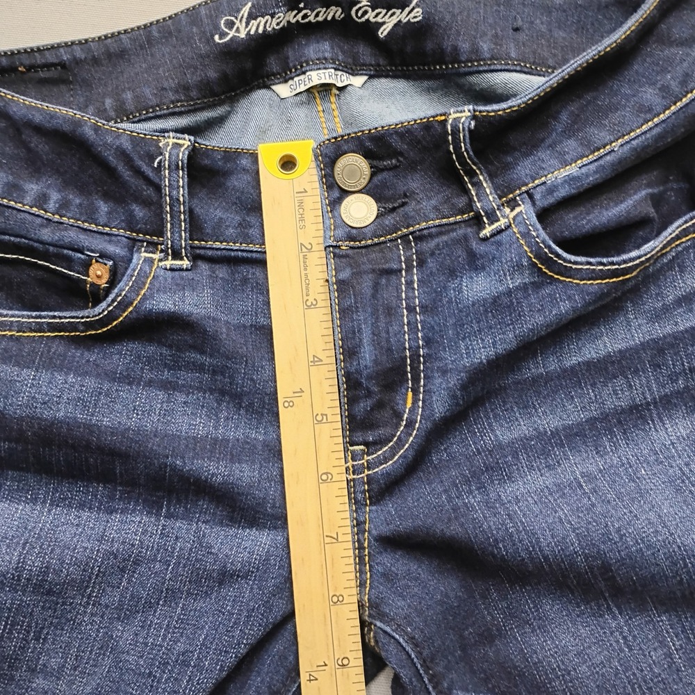 American Eagle Super Stretch Artist Jeans Dark Wash Flare Leg Womens 10 - Picture 6 of 8